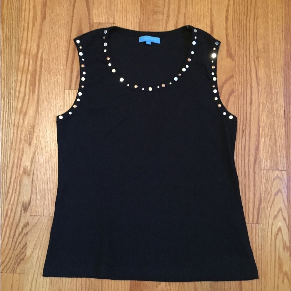Cable and gauge -sleeveless top with gem detail
